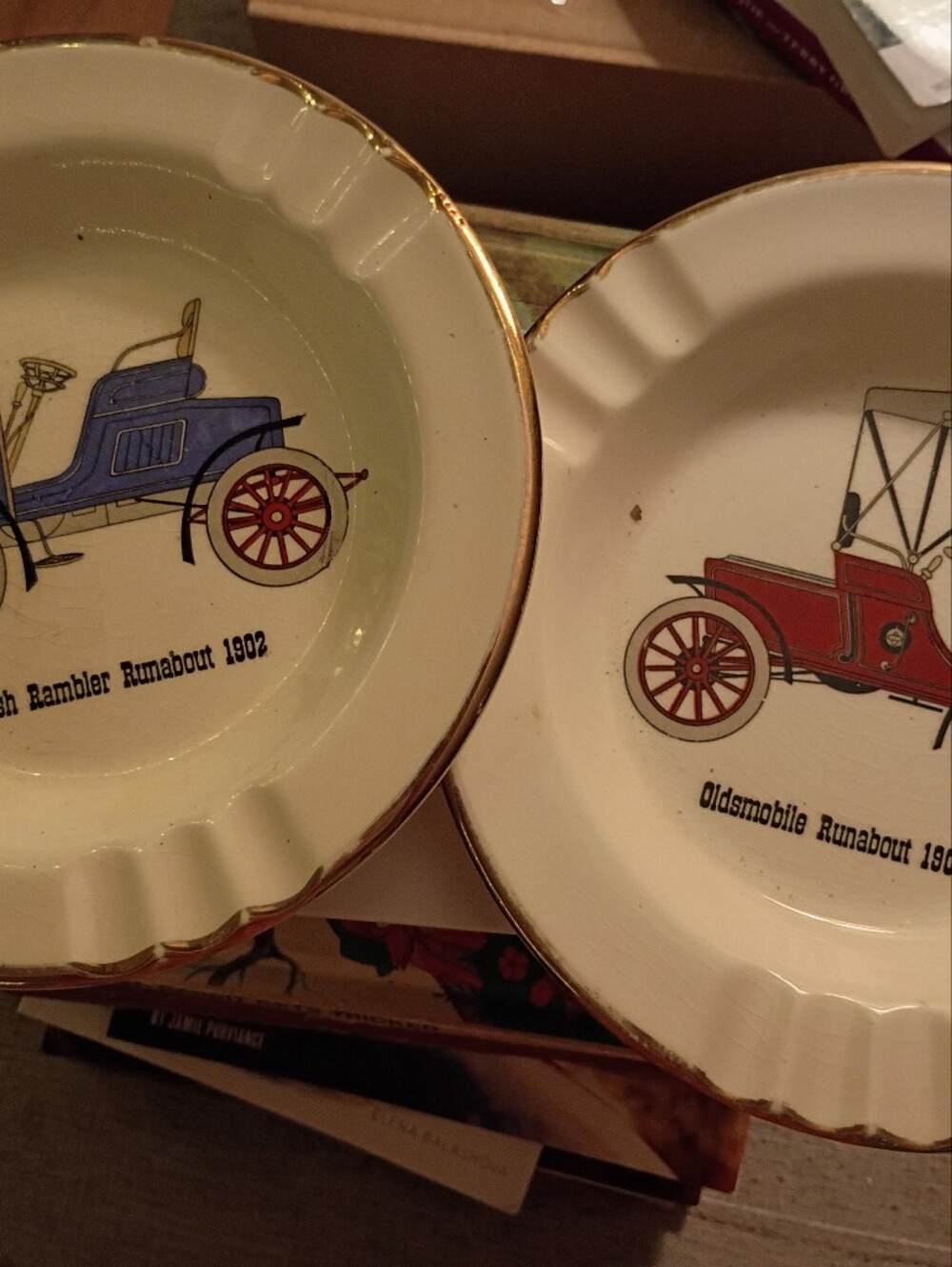 Two Vintage White Porcelain Ashtrays